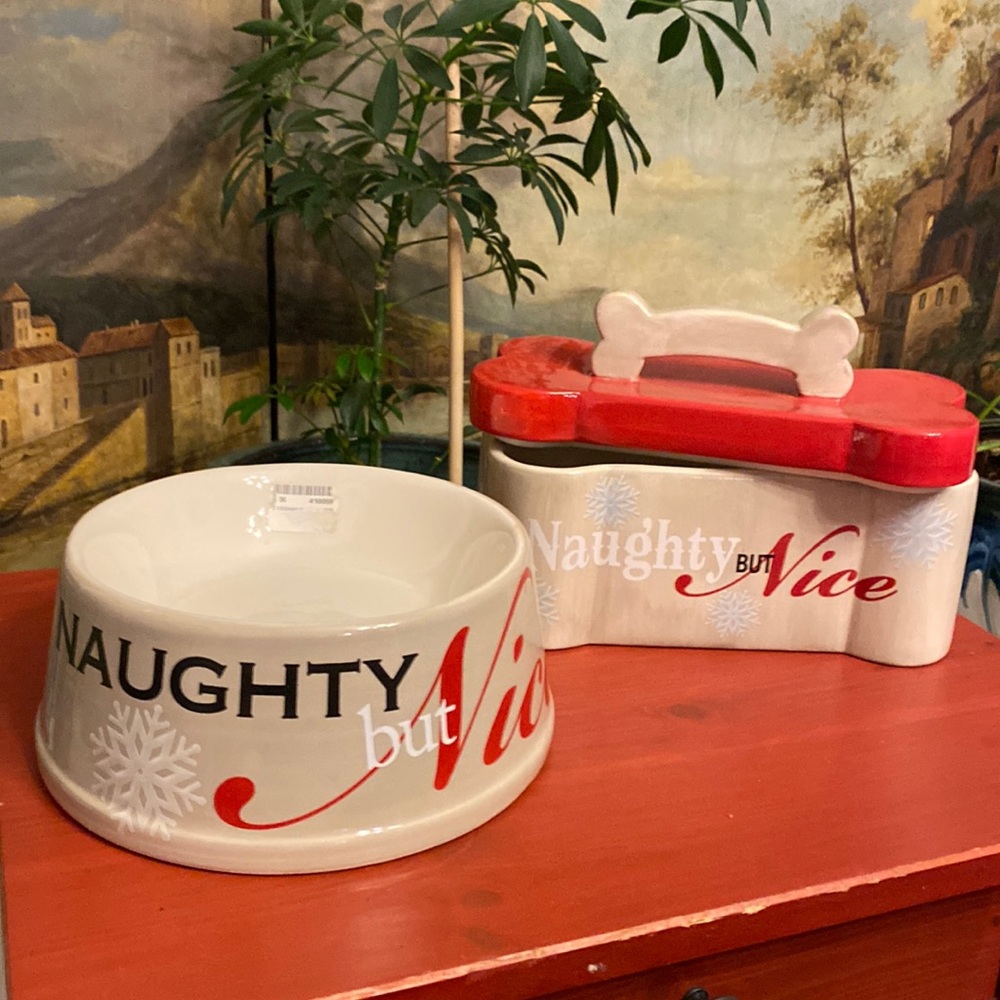 Doggie Christmas Treat Jar & Bowl